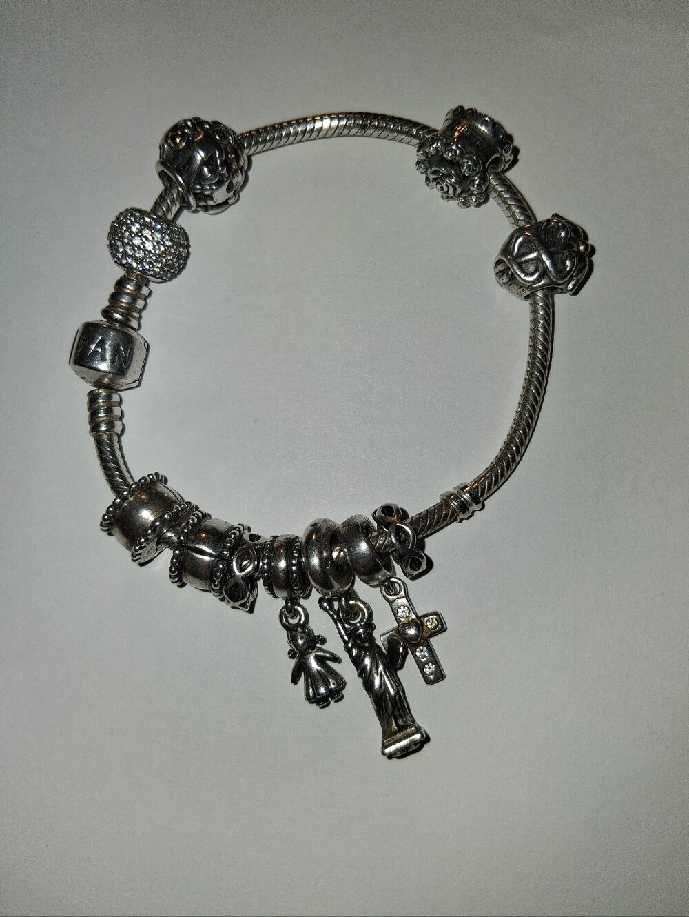 Pandora 925 Sterling Silver Charm Bracelet With Charms